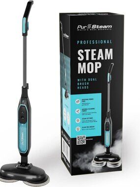 Powerful Steam Mop with Dual Scrubbing Head & LED Lights for Deep Cleaning